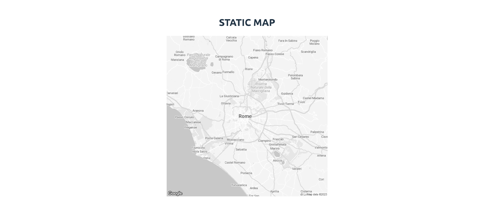 A static greyscale Google map